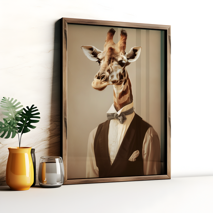 Giraffe Waiter Poster