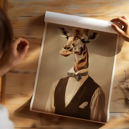 Giraffe Waiter Poster