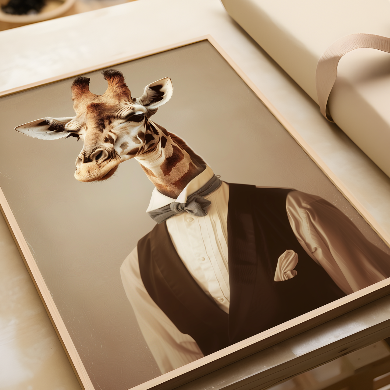 Giraffe Waiter Poster