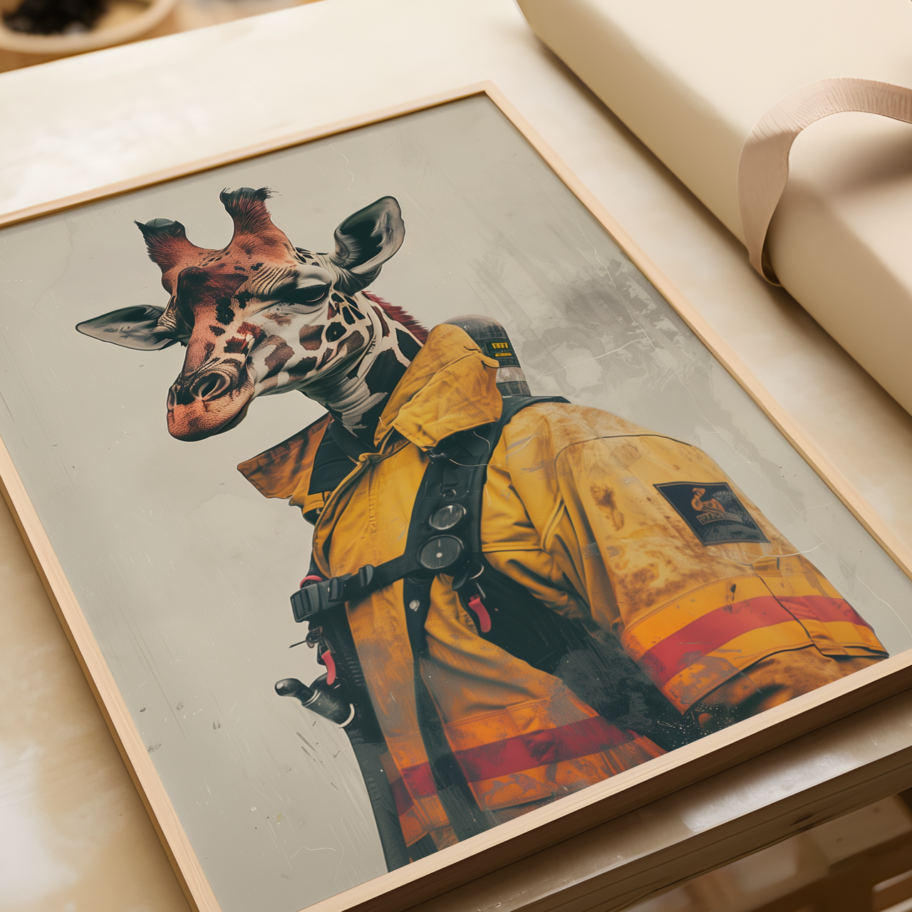 Giraffe Firefighter Poster