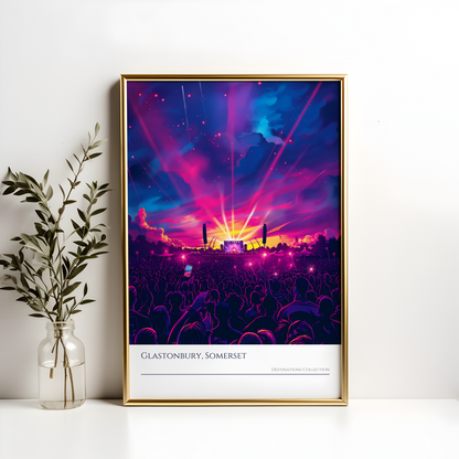 Glastonbury Stage Purple Light Show Poster