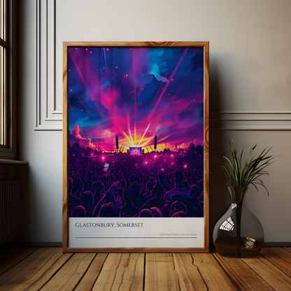 Glastonbury Stage Purple Light Show Poster