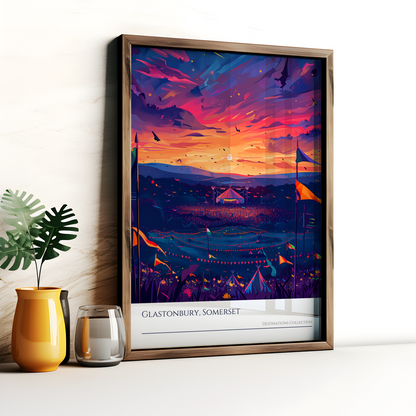 Glastonbury Stage Purple Sunset Poster