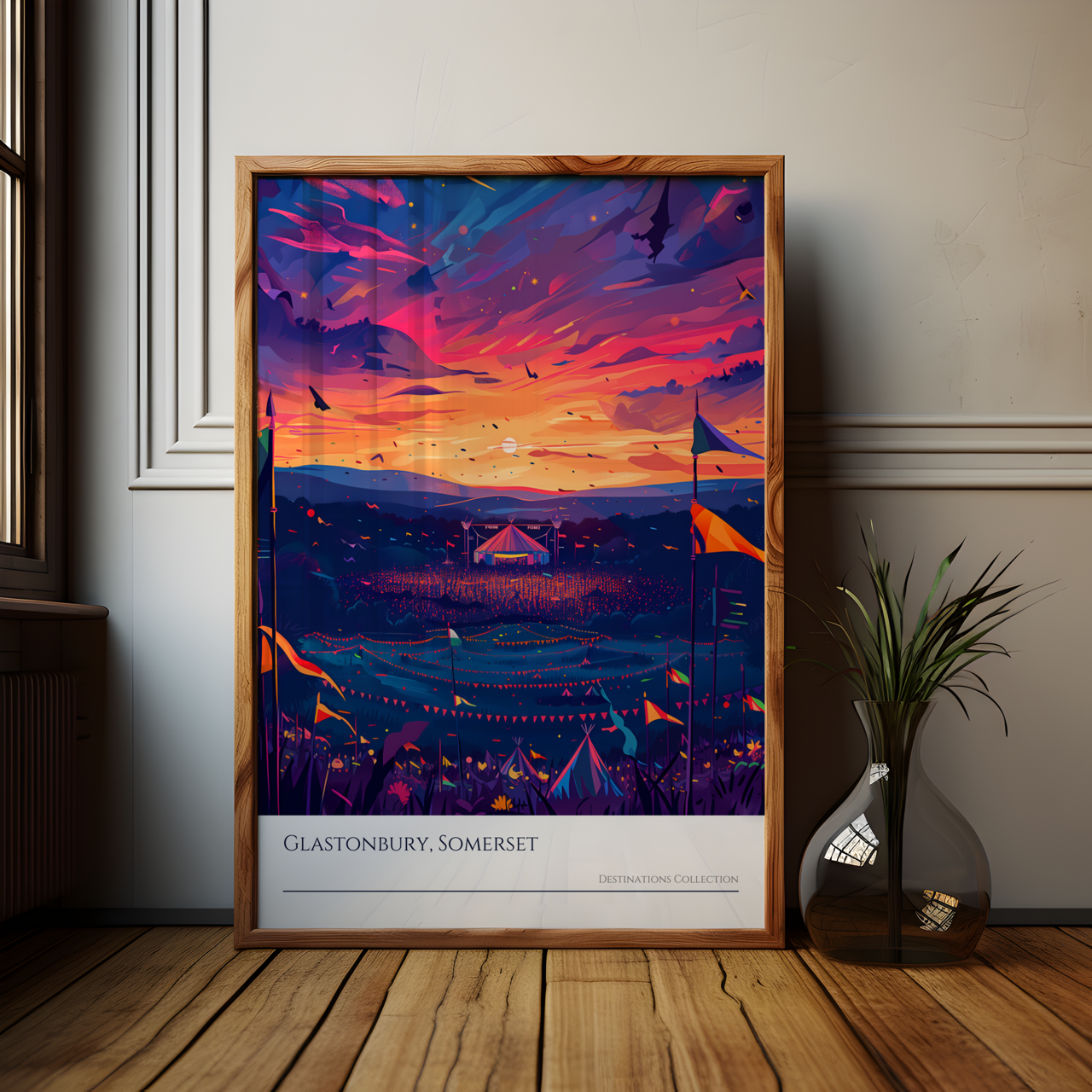 Glastonbury Stage Purple Sunset Poster