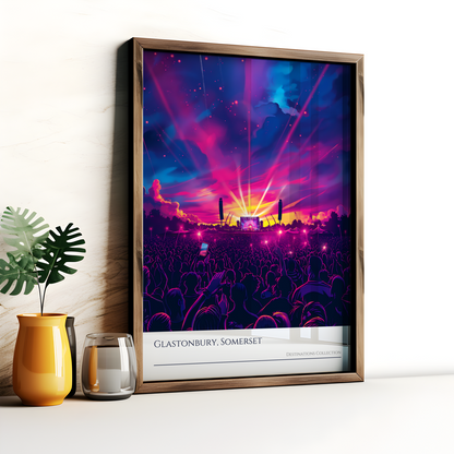 Glastonbury Stage Purple Light Show Poster