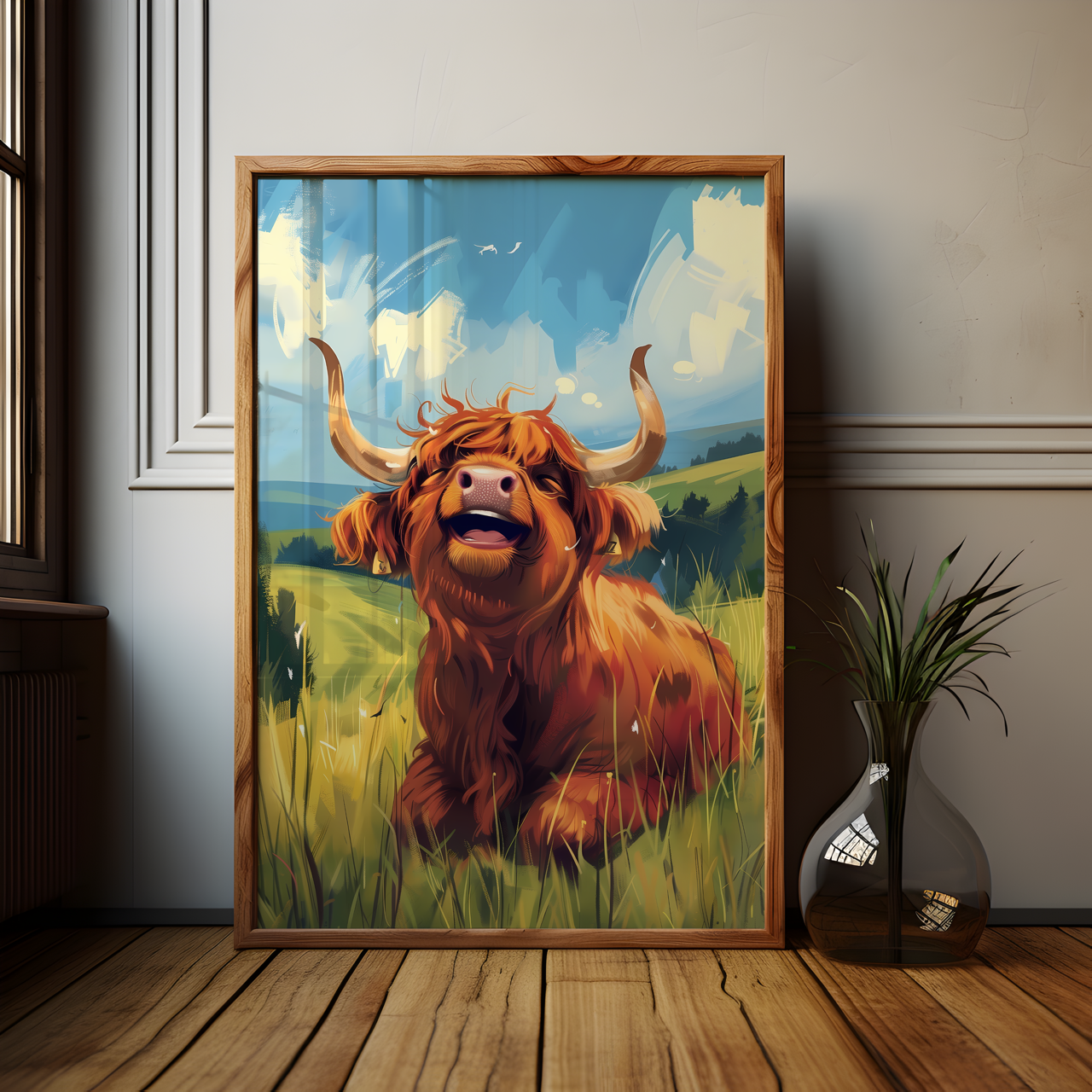 Happy Highland Calf Poster