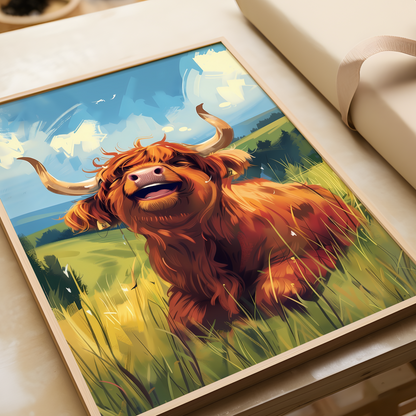 Happy Highland Calf Poster