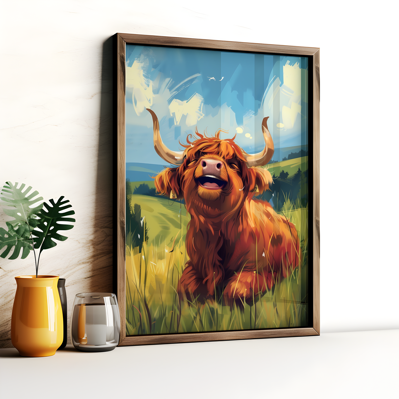 Happy Highland Calf Poster