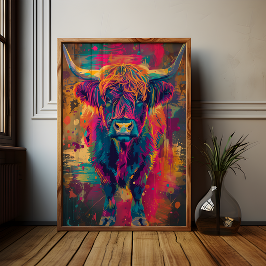 Vibrant Highland Cow Poster