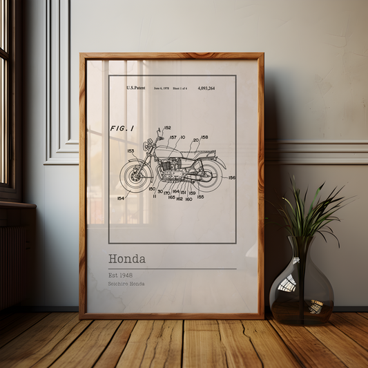 Honda Motorcycle Blueprint Poster