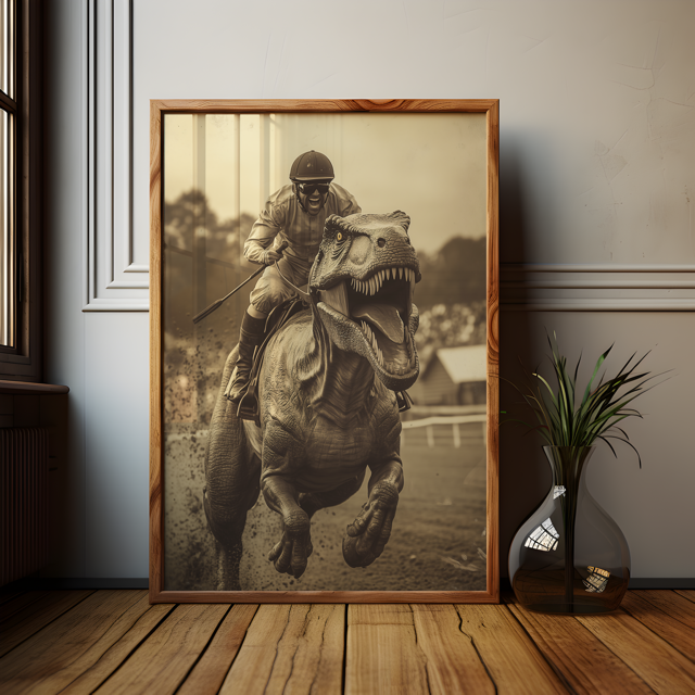 Alternative History Tyrannosaurus Rex Jockey Poster