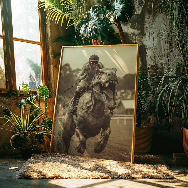 Alternative History Tyrannosaurus Rex Jockey Poster