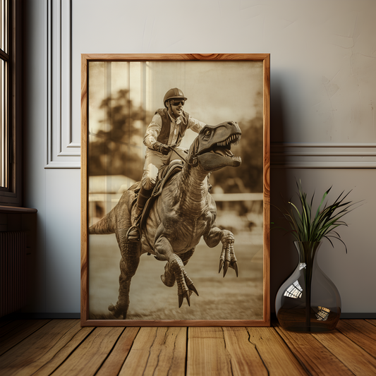 Alternative History Velociraptor Jockey Poster