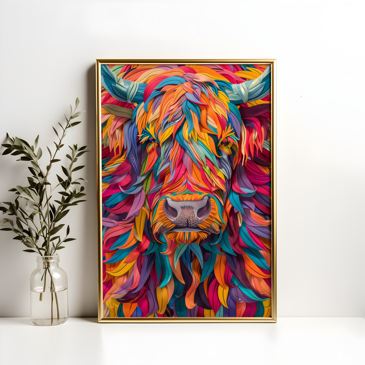 Colourful Highland Cow Poster