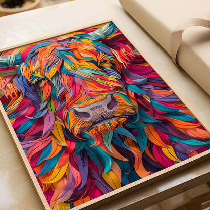 Colourful Highland Cow Poster