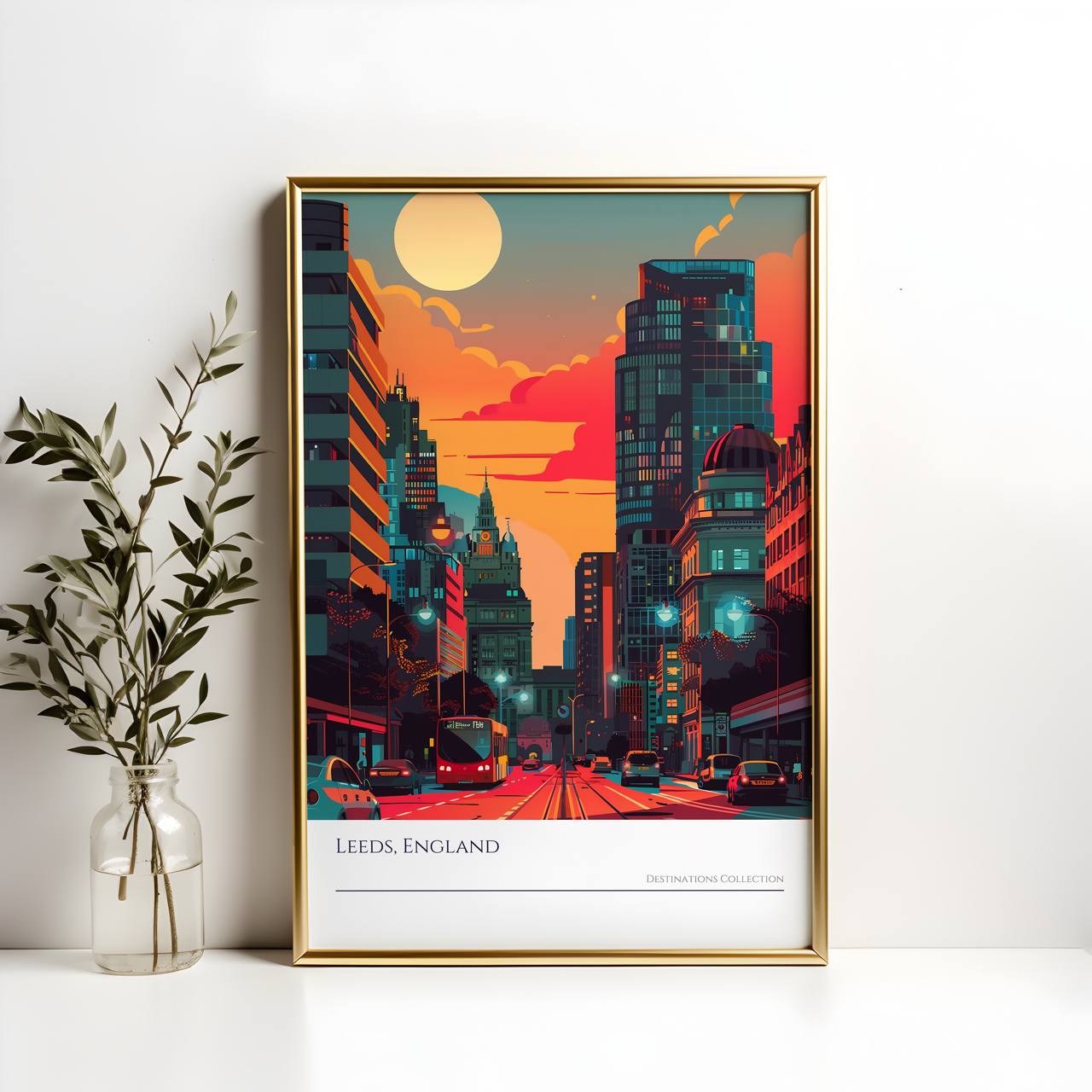 Leeds Sunset, England Poster