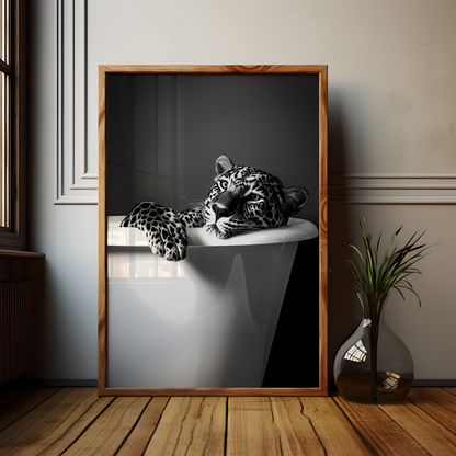 Leopard in the Bath Poster