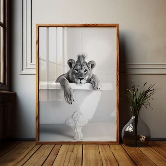 Lion in the Bath Poster