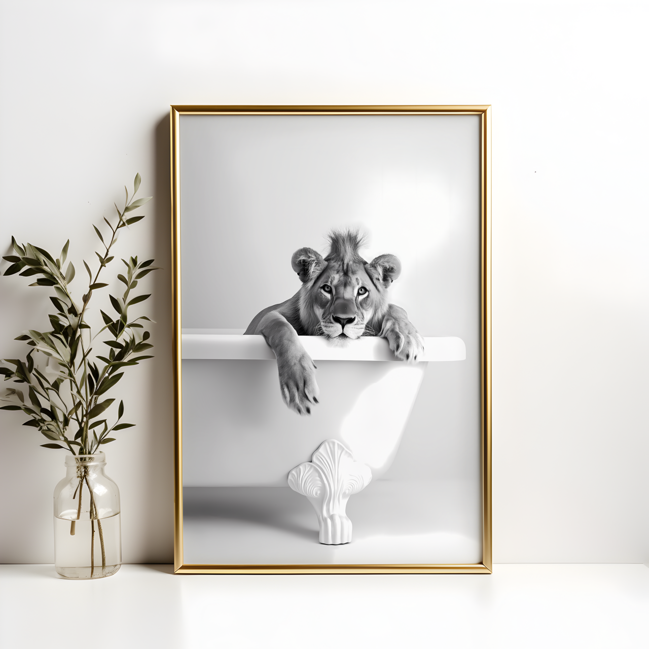 Lion in the Bath Poster