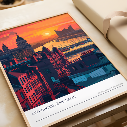 Liverpool Sunset Skyline Poster