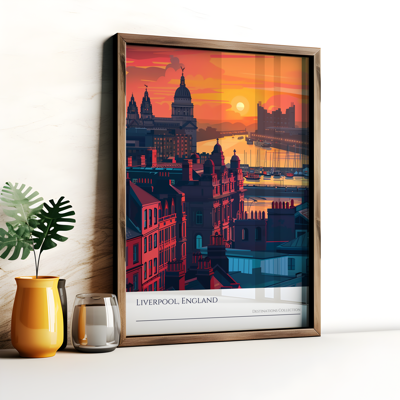 Liverpool Sunset Skyline Poster