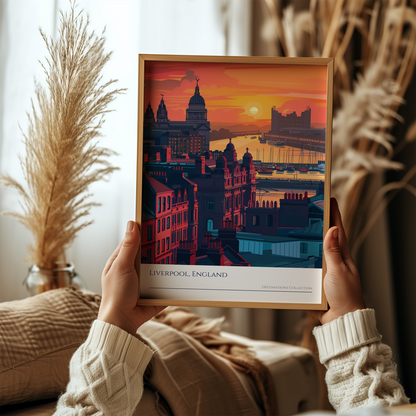 Liverpool Sunset Skyline Poster