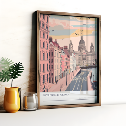 Liverpool, England Cityscape Poster