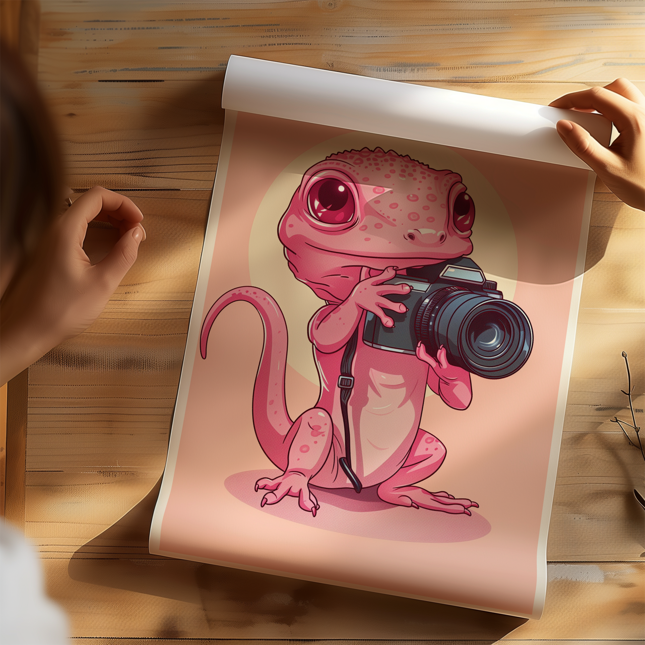 Baby Pink Lizard Photographer Poster