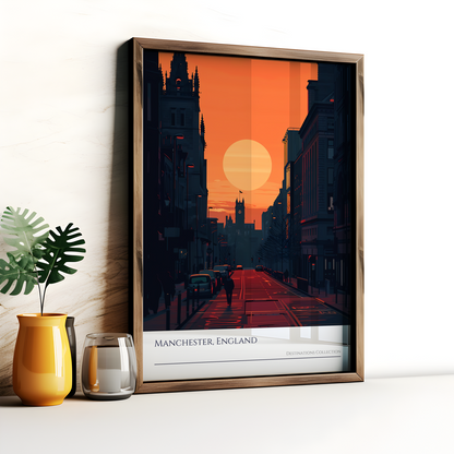 Manchester Sunset Art Poster