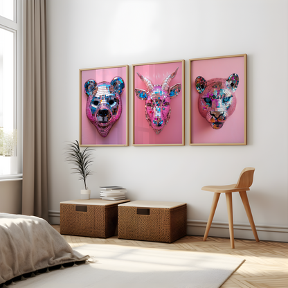 Disco Ball Goat Sculpture Artwork Poster