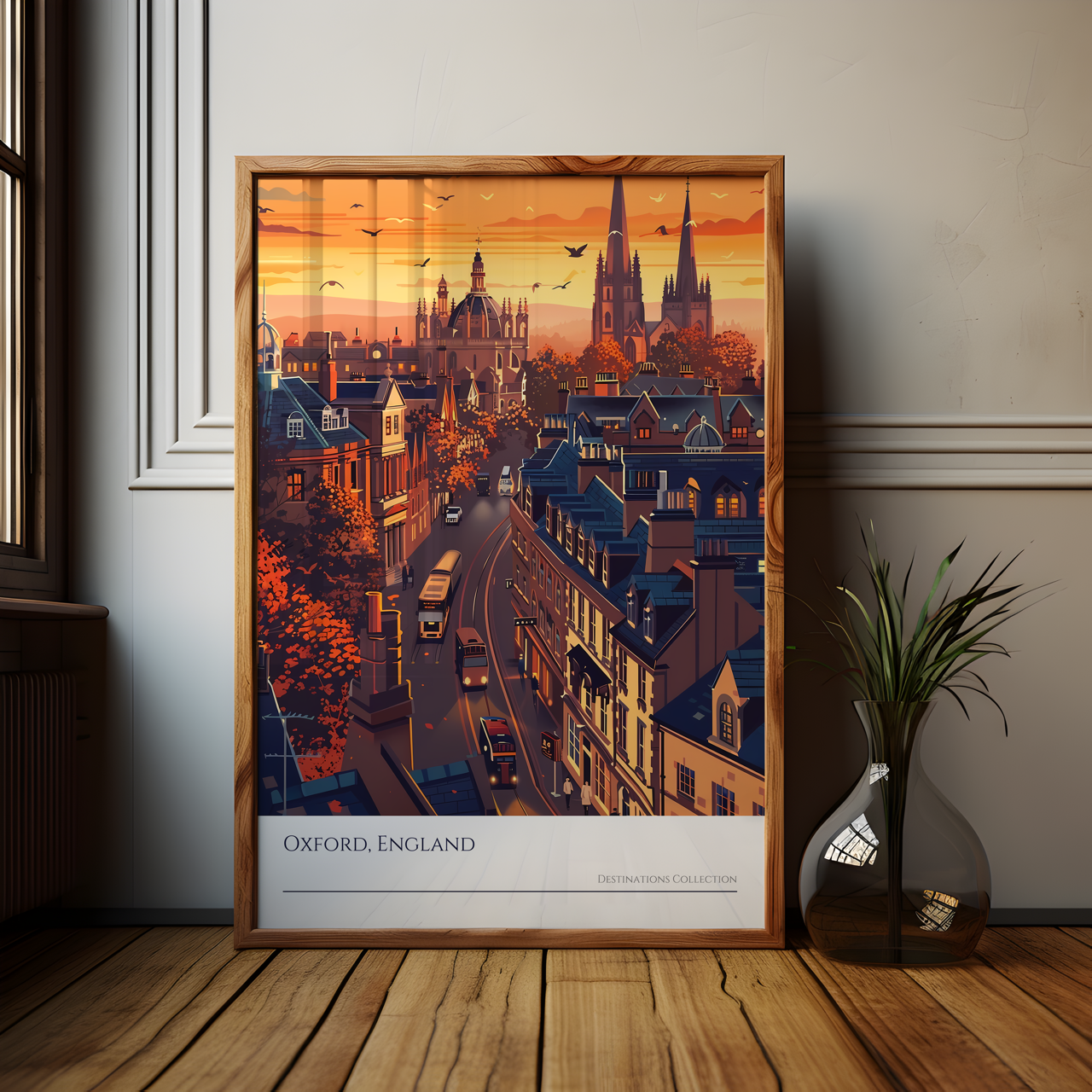 Oxford England Sunset Art Poster