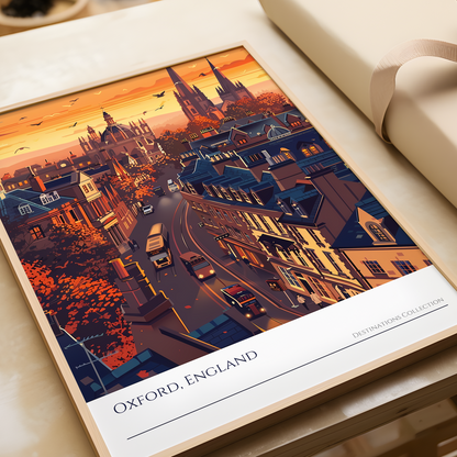 Oxford England Sunset Art Poster