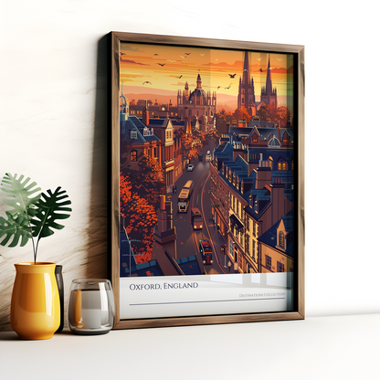 Oxford England Sunset Art Poster