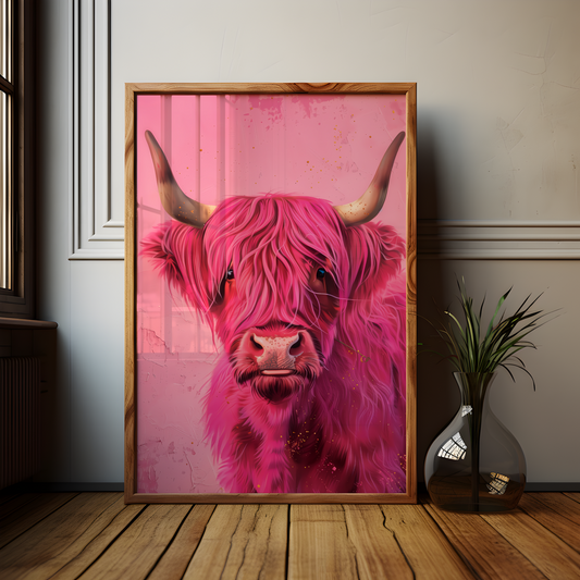 Pink Highland Cow Poster