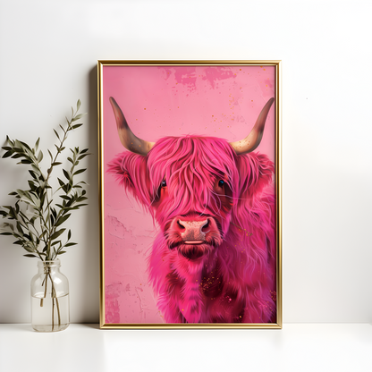 Pink Highland Cow Poster