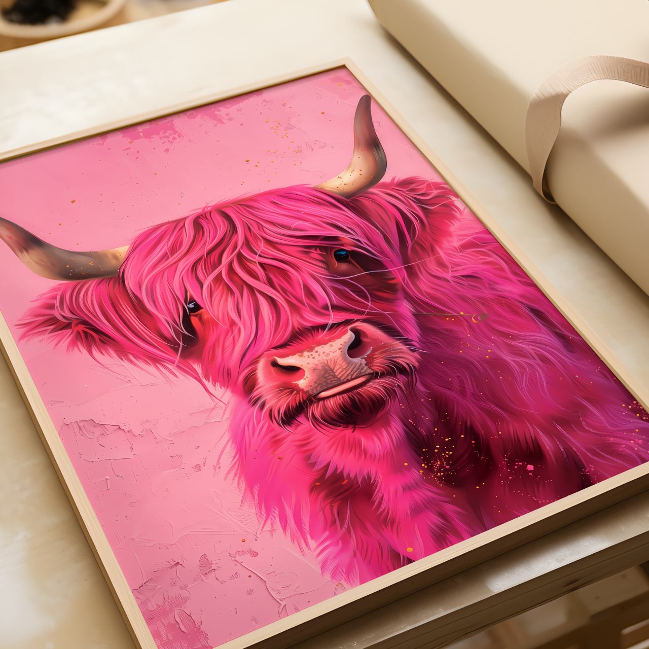 Pink Highland Cow Poster