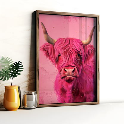 Pink Highland Cow Poster