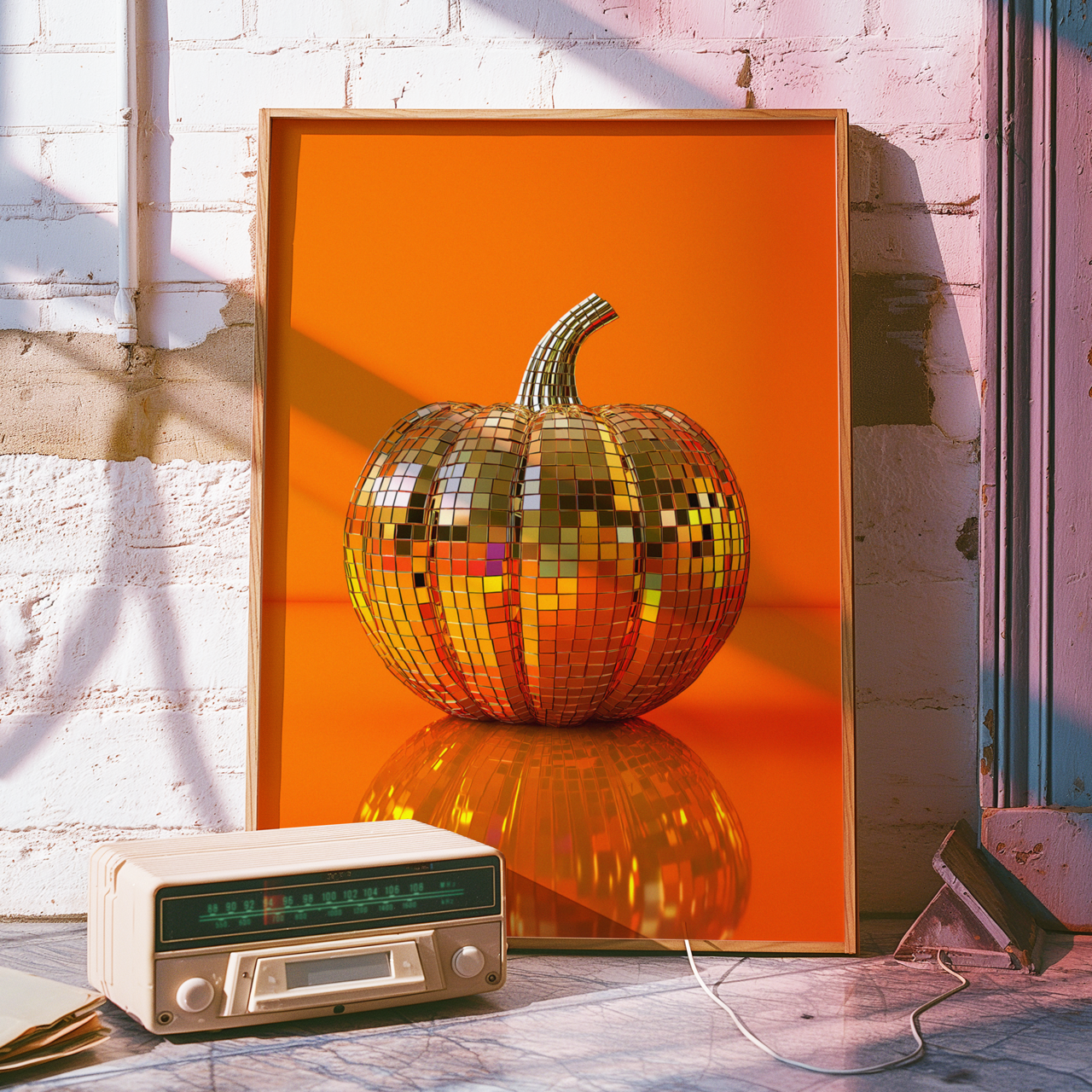 Disco Ball Pumpkin Poster