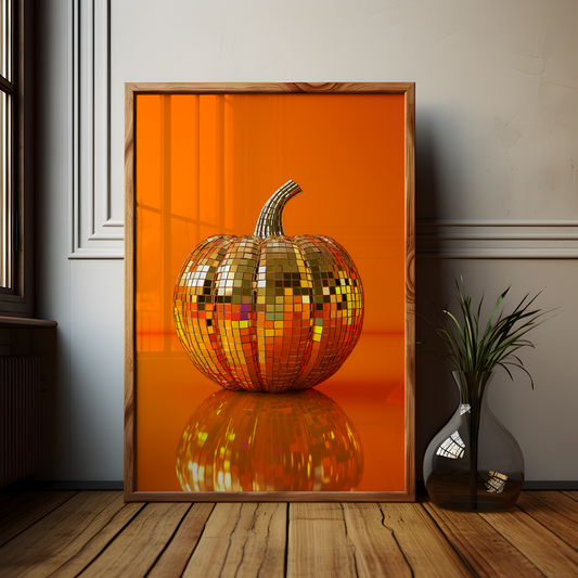 Disco Ball Pumpkin Poster