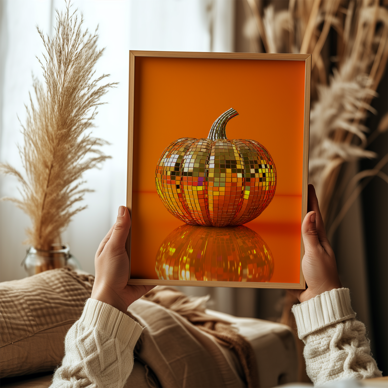 Disco Ball Pumpkin Poster