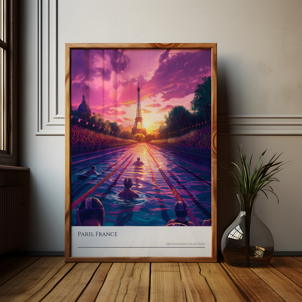 Paris Swimming Event Poster, Purple