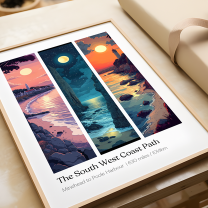 The South West Coast Path Sunrise to Sunset Poster