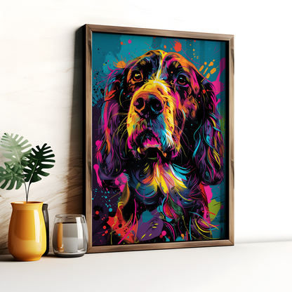 Neon Springer Spaniel Art Poster