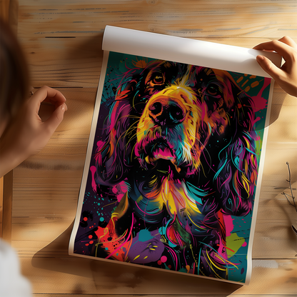 Neon Springer Spaniel Art Poster