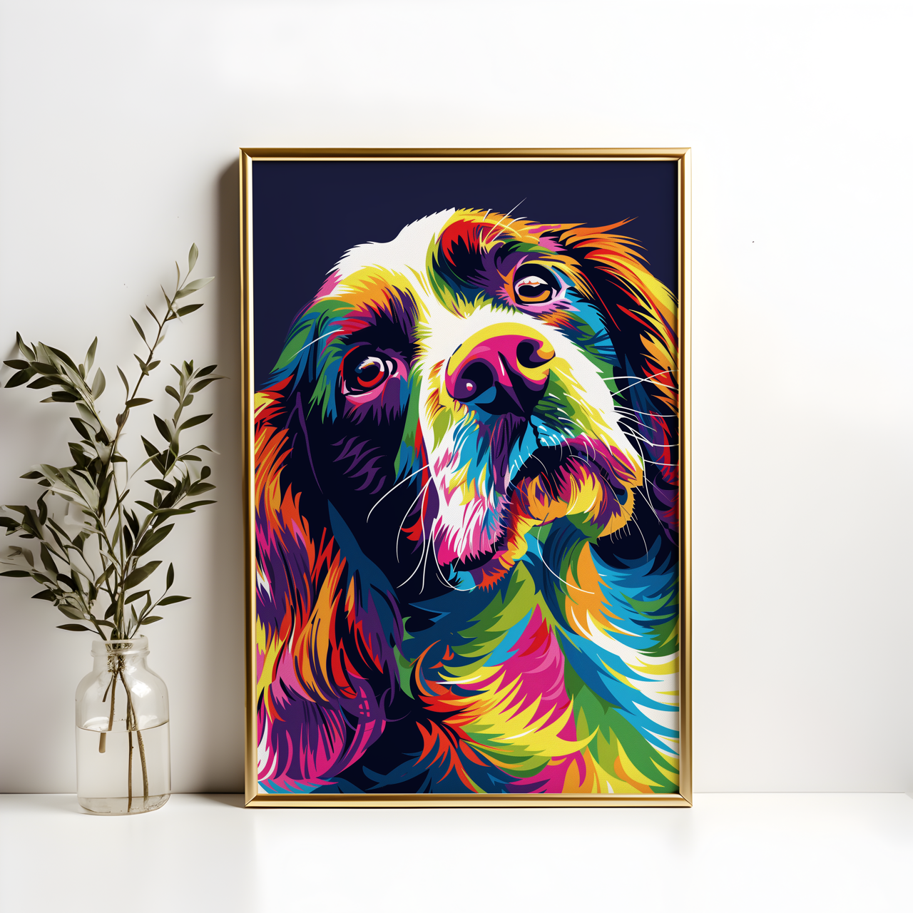 Colourful Springer Spaniel Art Poster