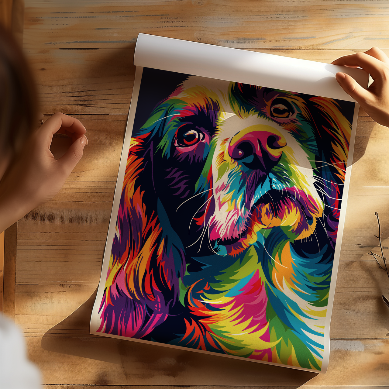 Colourful Springer Spaniel Art Poster