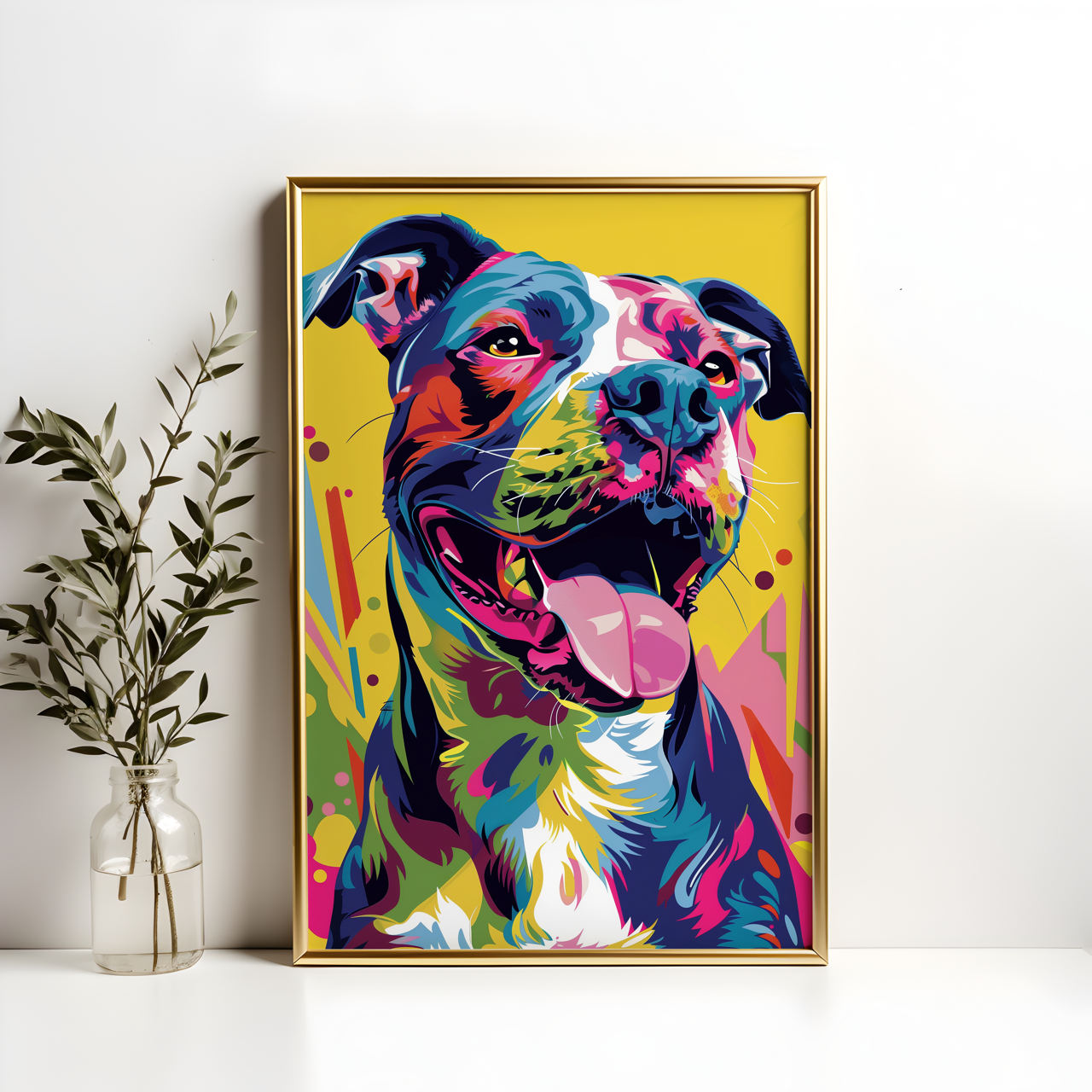 Neon Staffordshire Bull Terrier Art Poster