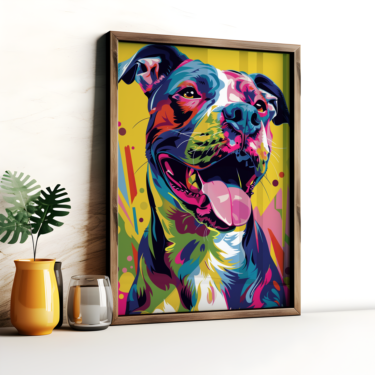 Neon Staffordshire Bull Terrier Art Poster