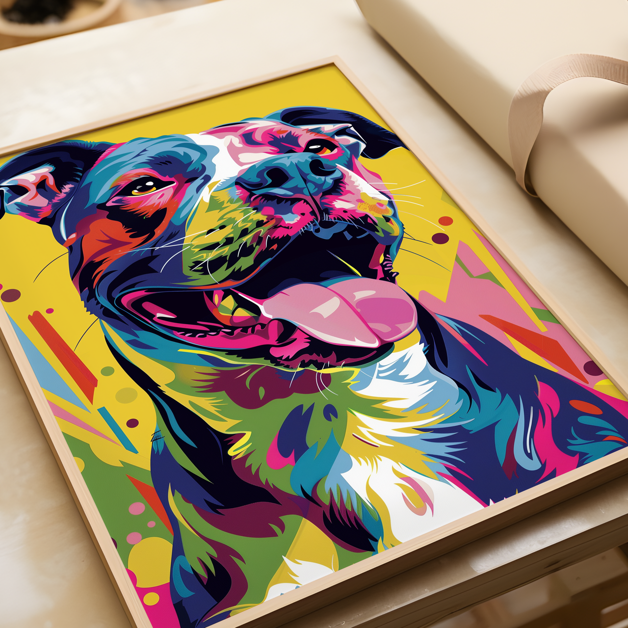 Neon Staffordshire Bull Terrier Art Poster