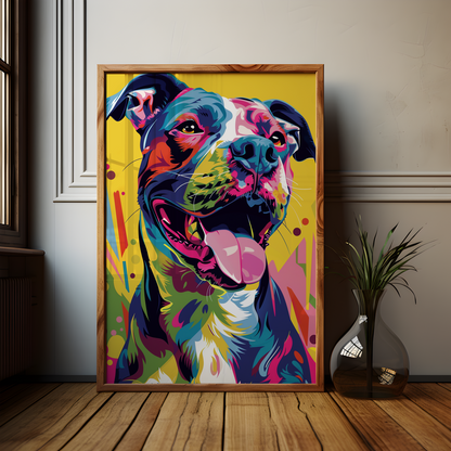 Neon Staffordshire Bull Terrier Art Poster